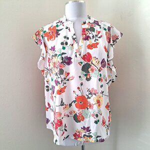 Liz Clairborne Women Floral Cami Top Short Sleeve Size PXXL White Multic…